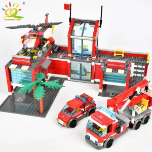 Stavební kostky požární stanice s helikoptérou | styl lego 756 dílků