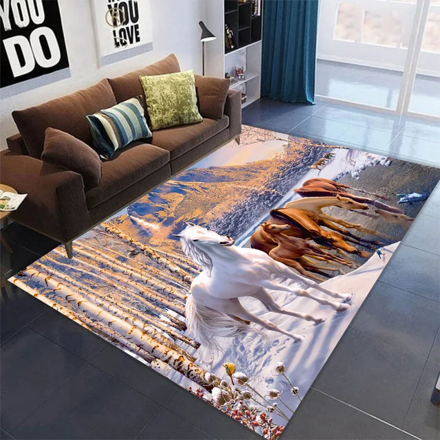 Koberec do dětského pokoje s 3D potiskem koně - 6, 40 x 60 cm 16 x 24 palců