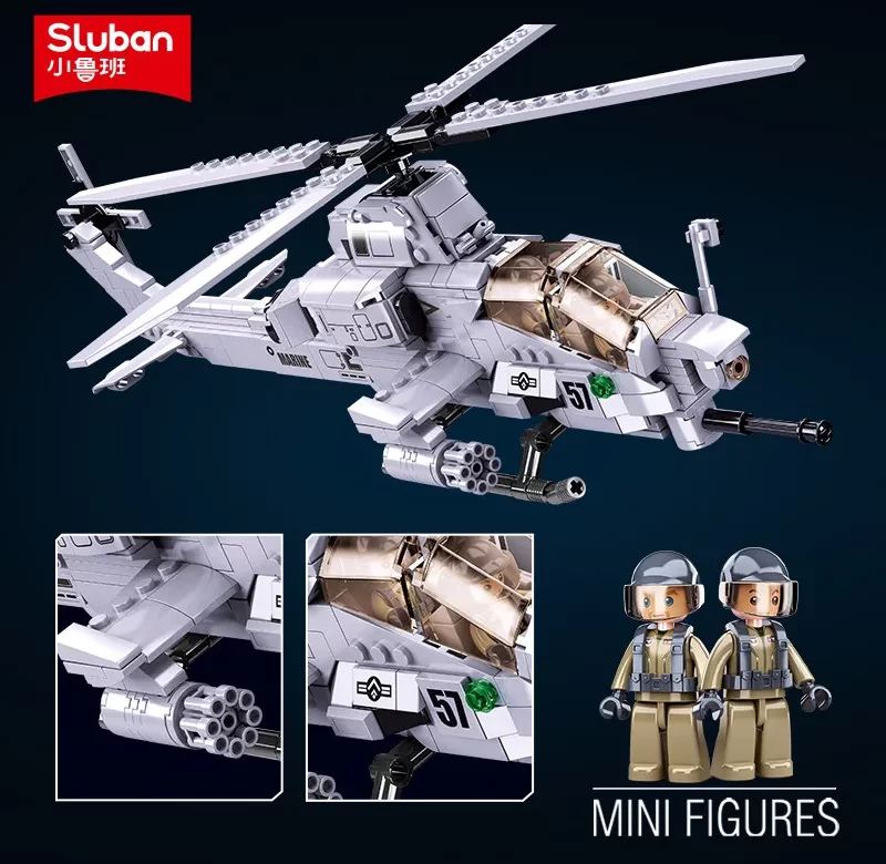 Vojenský vrtulník AH-1Z VIPER stavebnice 482 dílků | styl lego