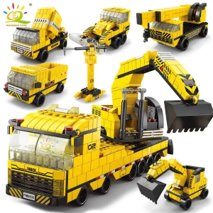 Stavební sada jeřáb a buldozer pro děti | styl lego | 1000 dílků