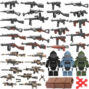 Vojenské stavebnice pro děti s figurkami a zbraněmi | styl lego komponenty